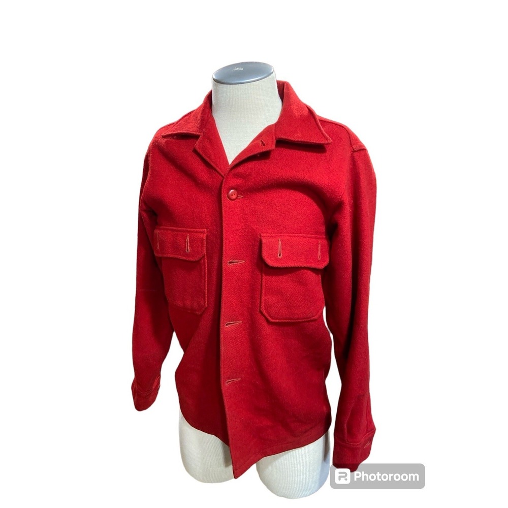 Boyscouts Vintage Button Shirt Jacket Sweater Wool Red Medium? Mens